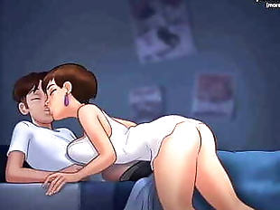 Wild sex with stepmom at night in bed l My..